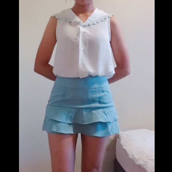🎉🎉HP🎉🎉MINT GREEN SAILOR BLOUSE SKORTS SET - Picture 2 of 8